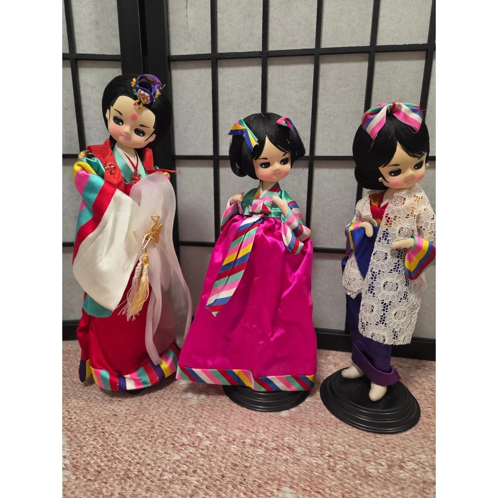 Vintage So Yea Doll Institute Korean Traditional Hanbok Dolls Set of 3 Seoul